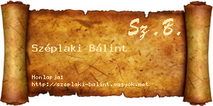 Széplaki Bálint névjegykártya